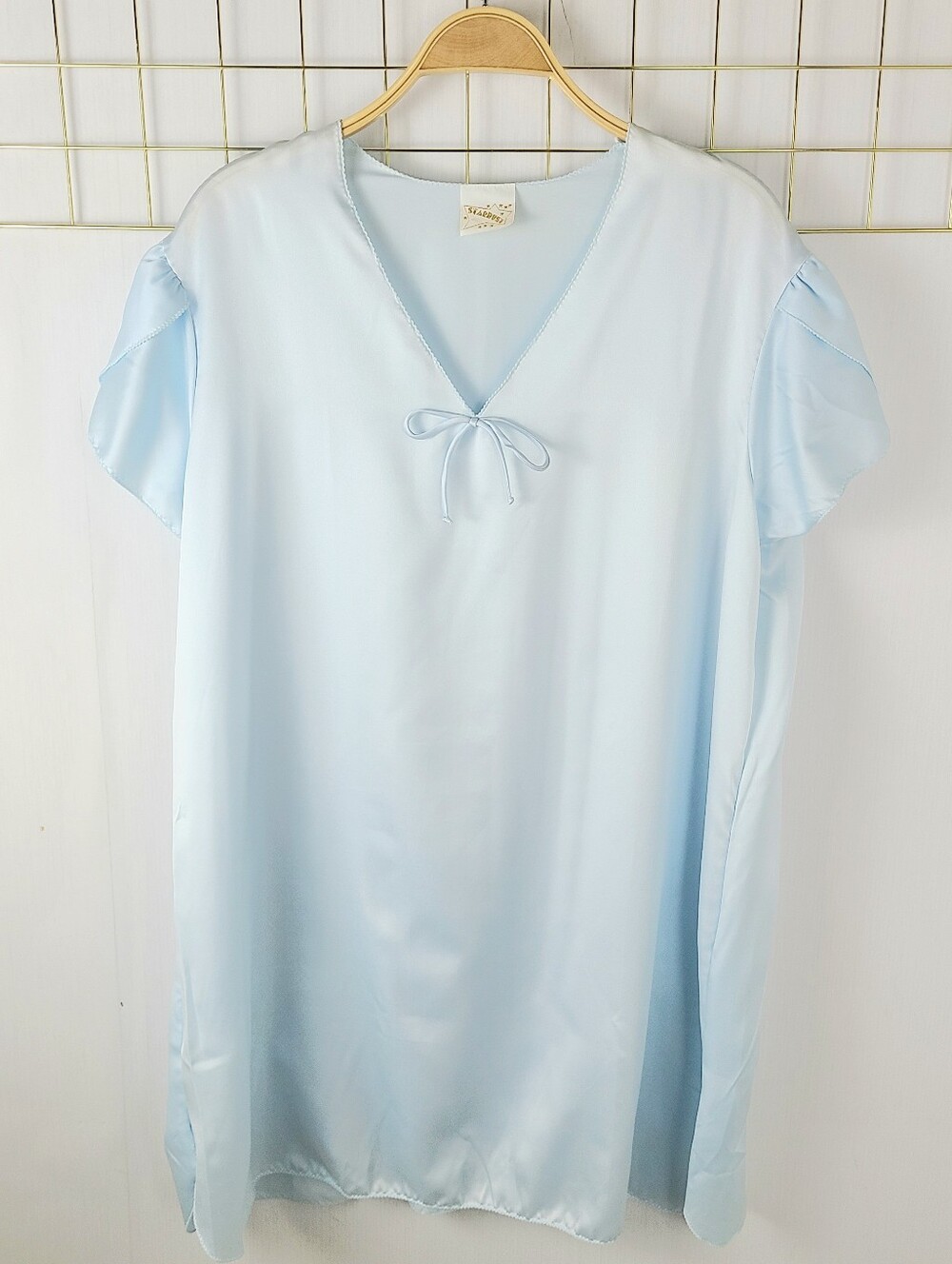 Stardust Powder Blue Satin Vintage Nightgown